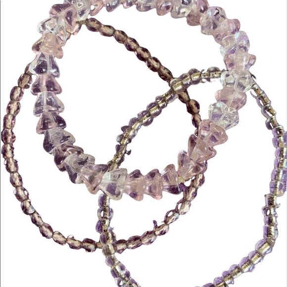 Blue lavender purple pink 6 strand glass bead stretch bracelets - Picture 7 of 8